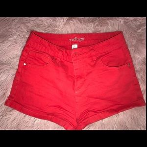 Red denied shorts!